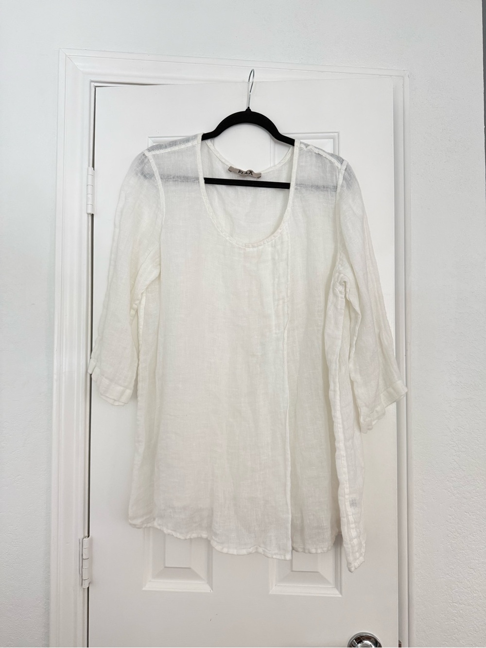 Flax Lightweight White Linen Tunic Size Large